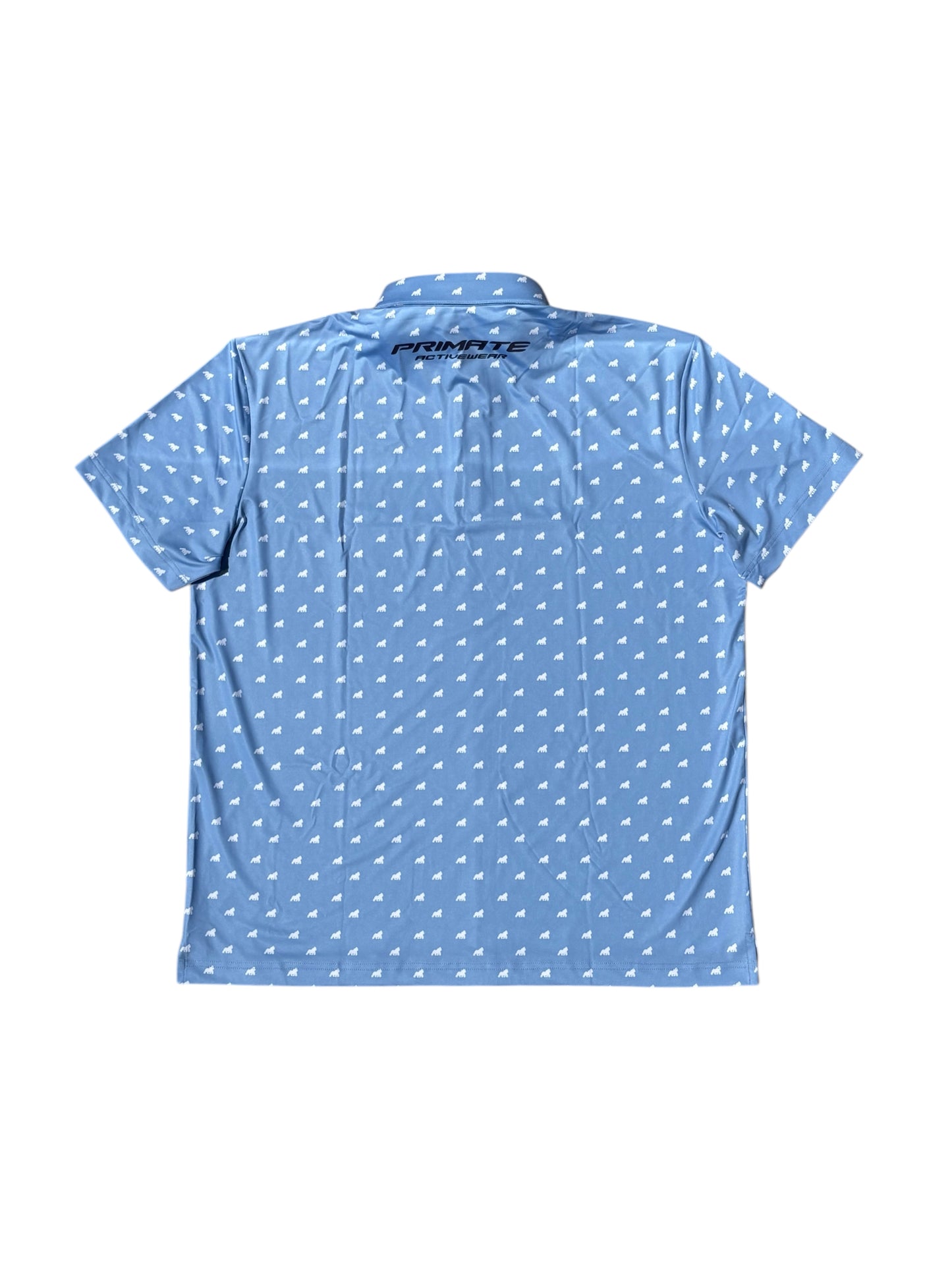 Pale blue men's golf big and tall polo by online brand Primate Activewear