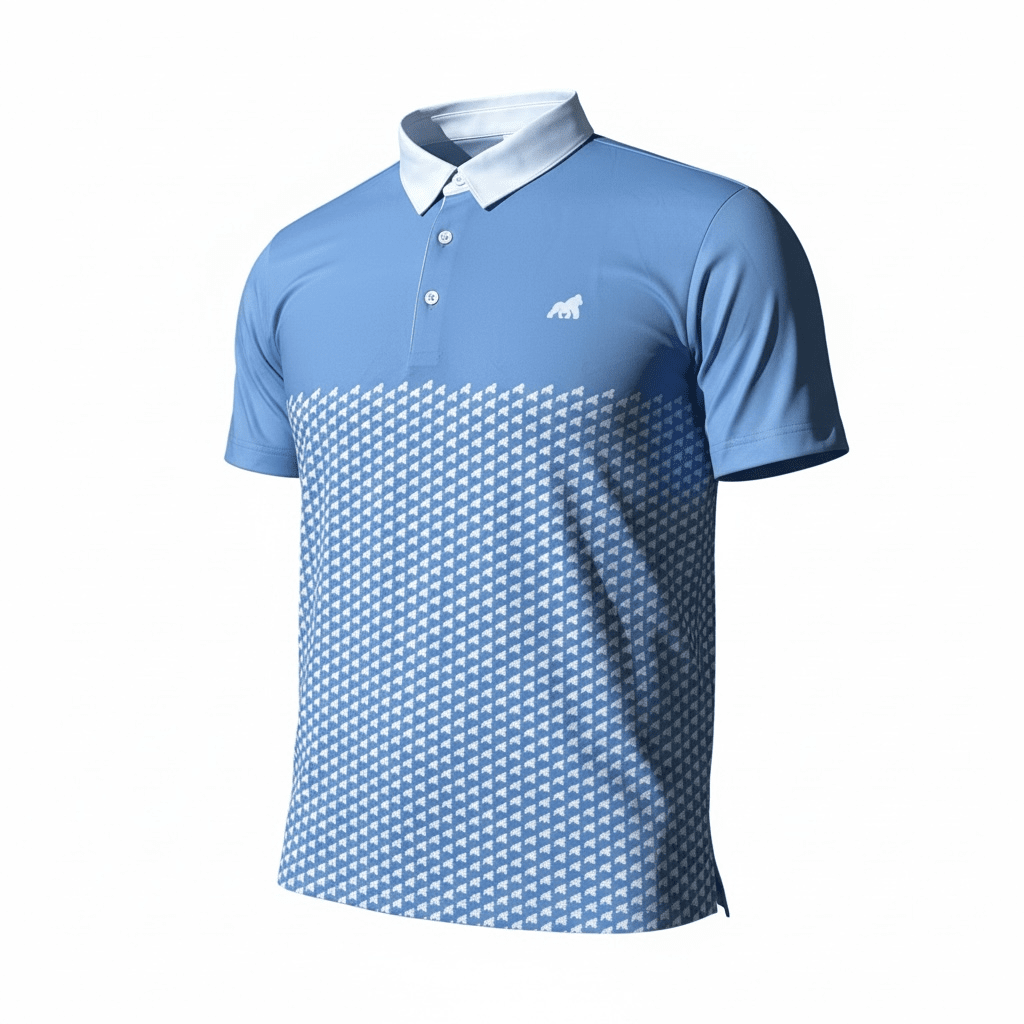 Golf Polo - Pale Blue (Patterned) - Primate Activewear