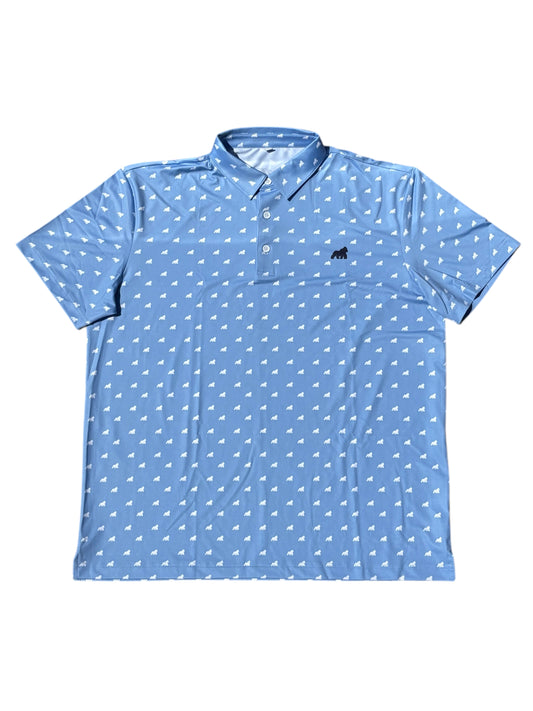 Pale blue men's big and tall golf polo online by Primate Activewear  