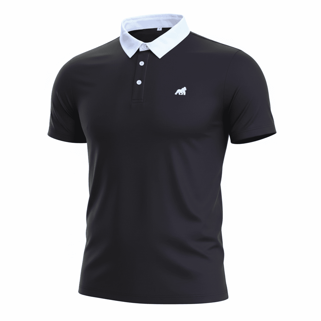 Golf Polo - Black (White Collar) - Primate Activewear