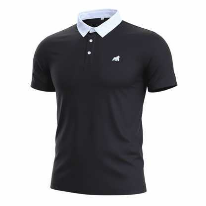 Golf Polo - Black (White Collar) - Primate Activewear
