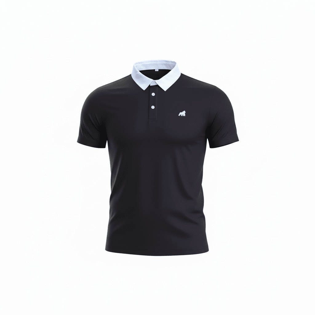 Golf Polo - Black (White Collar) - Primate Activewear
