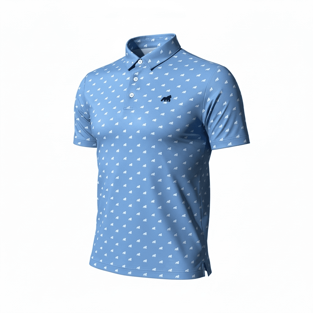 Golf Polo - Pale Blue (Dot Pattern) - Primate Activewear